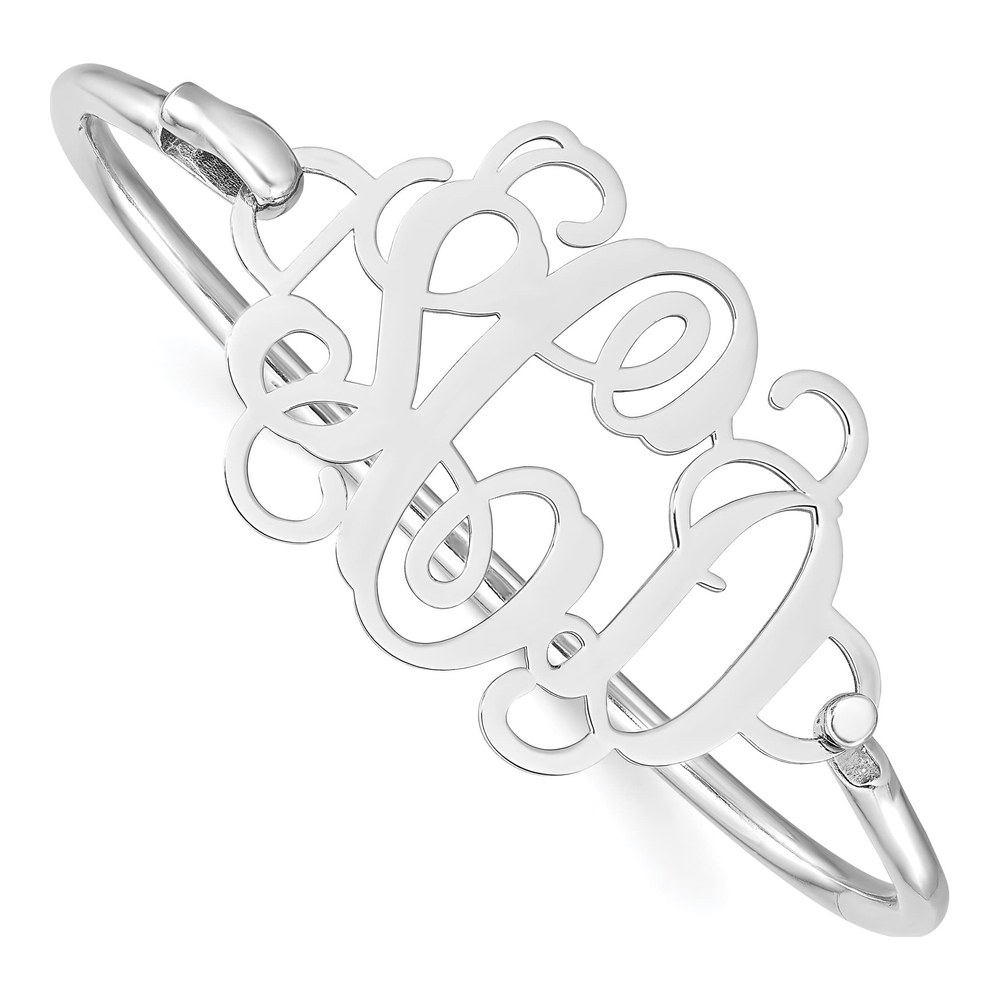 14K White Gold Monogram With Sterling Silver Rhodium-Plated Bangle