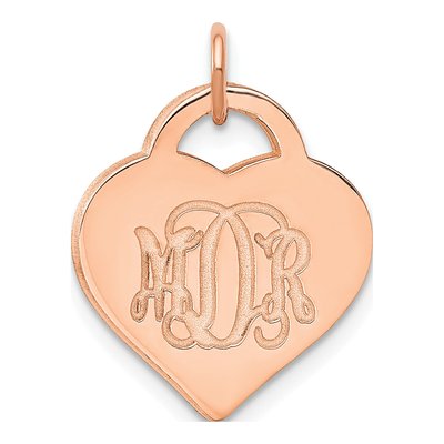 Rose Gold-Plated Sterling Silver Monogram Heart Charm