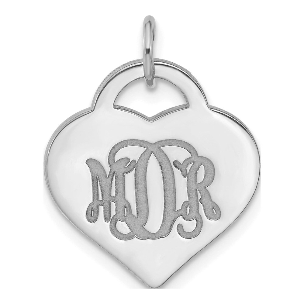 Sterling Silver/rhodium-Plated Monogram Heart Charm Pendant