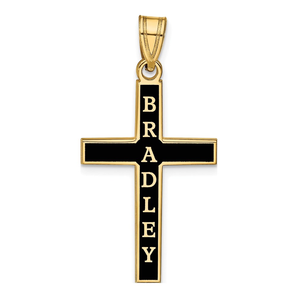Sterling Silver/gold-Plated Epoxy Cross With Name Pendant