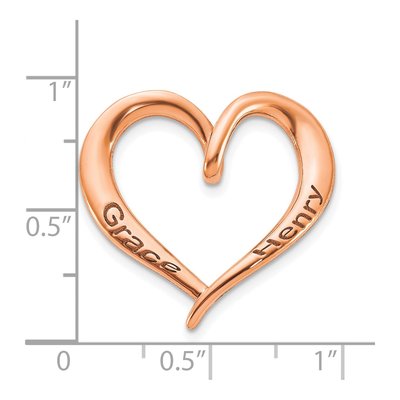 Rose Gold-Plated Sterling Silver Personalized Antique Heart Slide Pendant – view 3