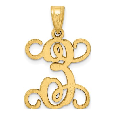Gold-Plated Sterling Silver Letter E Pendant – view 3