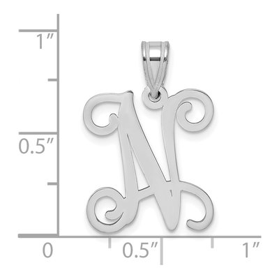 Sterling Silver Letter N Pendant – view 4