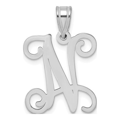 Sterling Silver Letter N Pendant