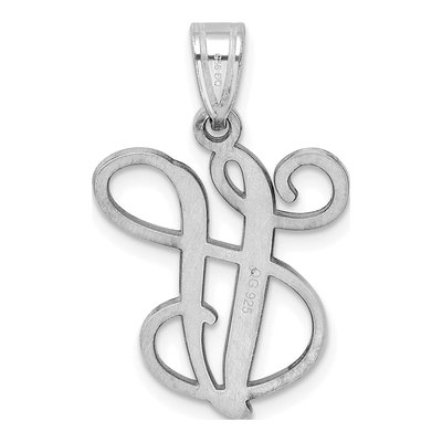 Sterling Silver Letter V Pendant – view 3