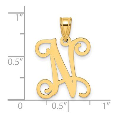14K Yellow Gold Script Letter N Pendant – view 4