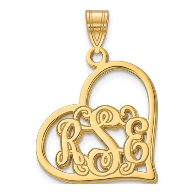 Gold-Plated Sterling Silver Etched Heart Pendant