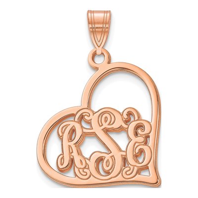 Rose Gold-Plated Sterling Silver Etched Heart Pendant
