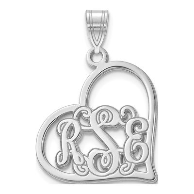 Sterling Silver Etched Heart Pendant