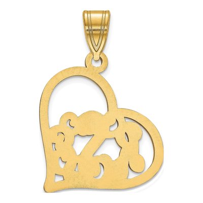 14K Yellow Gold Etched Heart Pendant – view 4