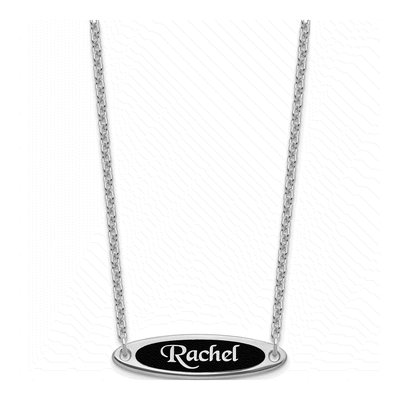 Sterling Silver Personalized Enamel Name Plate Necklace – view 2