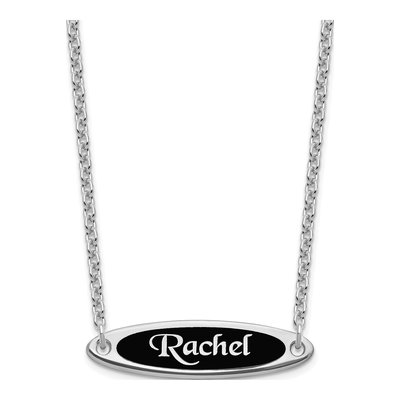 Sterling Silver Personalized Enamel Name Plate Necklace