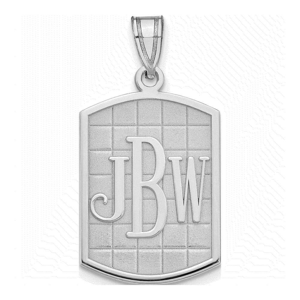 Sterling Silver/rhodium-Plated Brushed Monogram Pendant