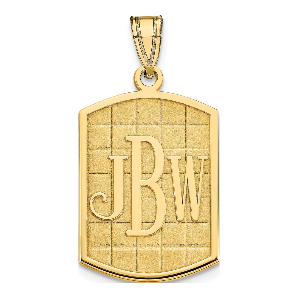 14K Yellow Gold Brushed Monogram Pendant