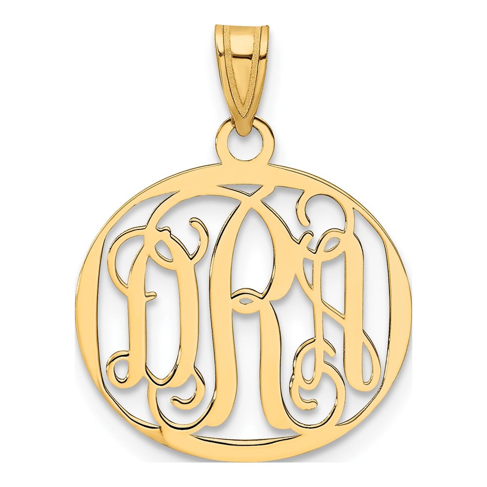 14K Yellow Gold Small Round Monogram Pendant