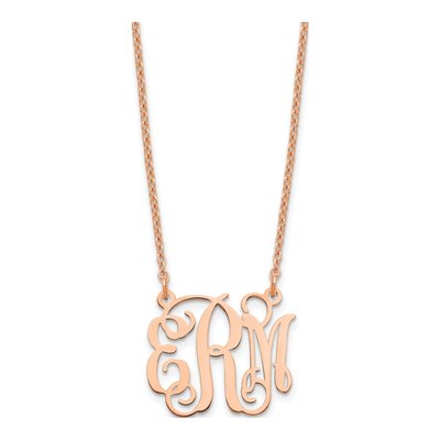 Rose Gold-Plated Sterling Silver Personalized Small Monogram Necklace