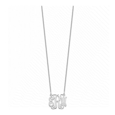 14K White Gold Small Monogram Necklace – view 2