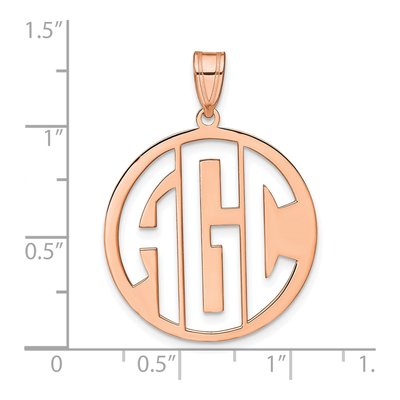 14K Rose Gold Cut Out Block Letter Circle Monogram Pendant – view 3