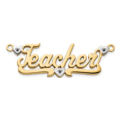 14K Yellow Gold Diamond Heart Nameplate Pendant