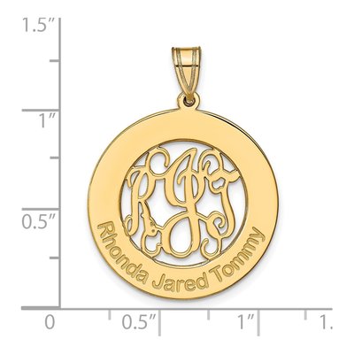 Gold-Plated Sterling Silver Personalized Round Family Monogram Pendant – view 5