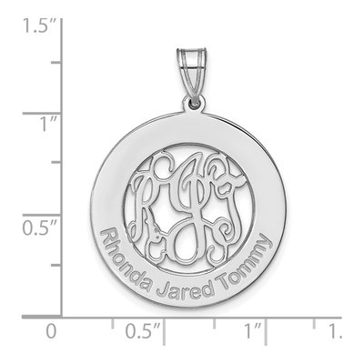 Sterling Silver Personalized Round Family Monogram Pendant – view 5