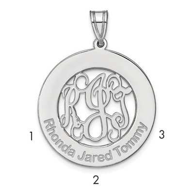 Sterling Silver Personalized Round Family Monogram Pendant