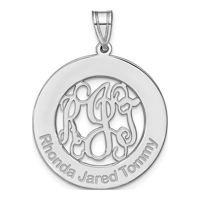14K White Gold Round Family Monogram Pendant – view 2
