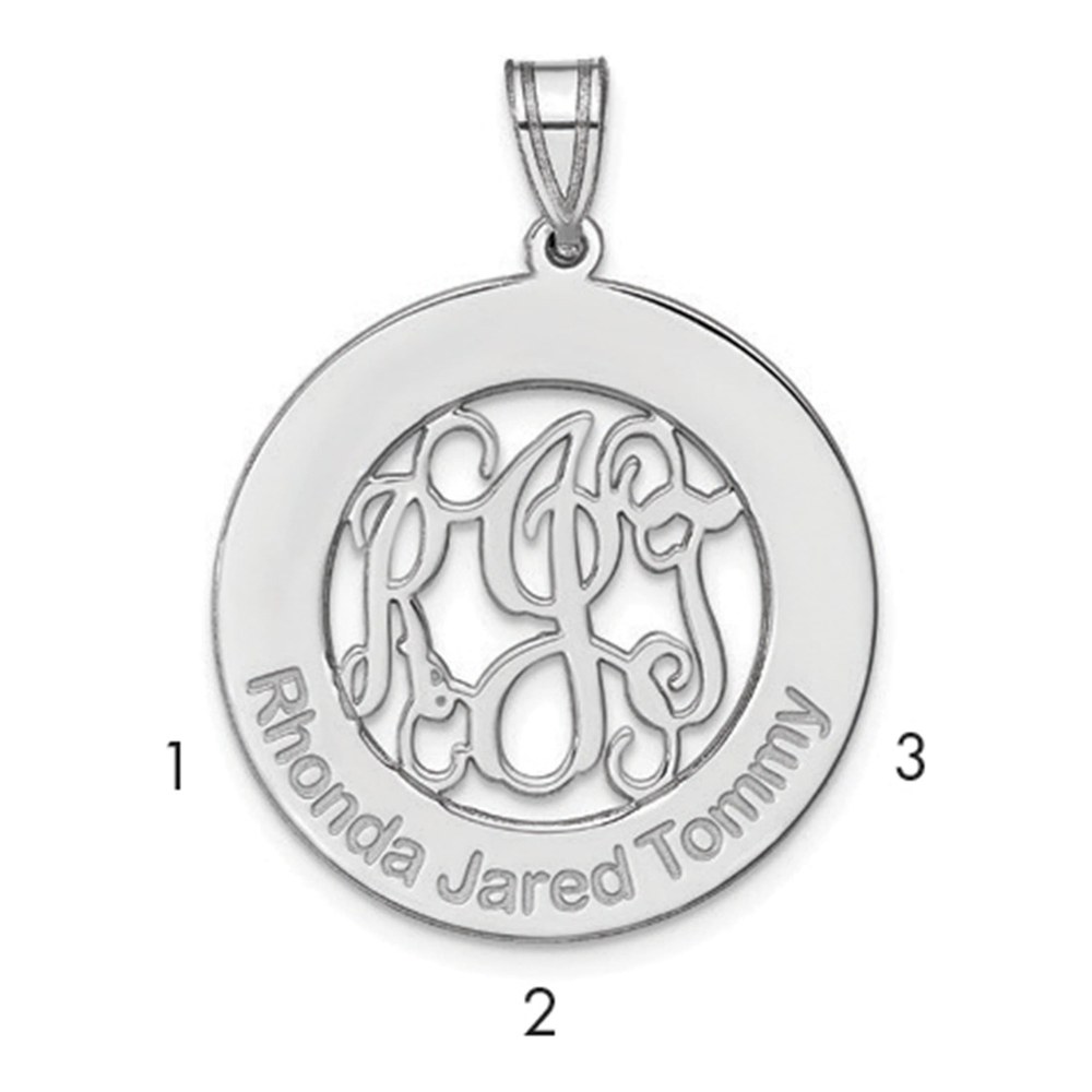 14K White Gold Rhodium-Plated Round Family Monogram Pendant