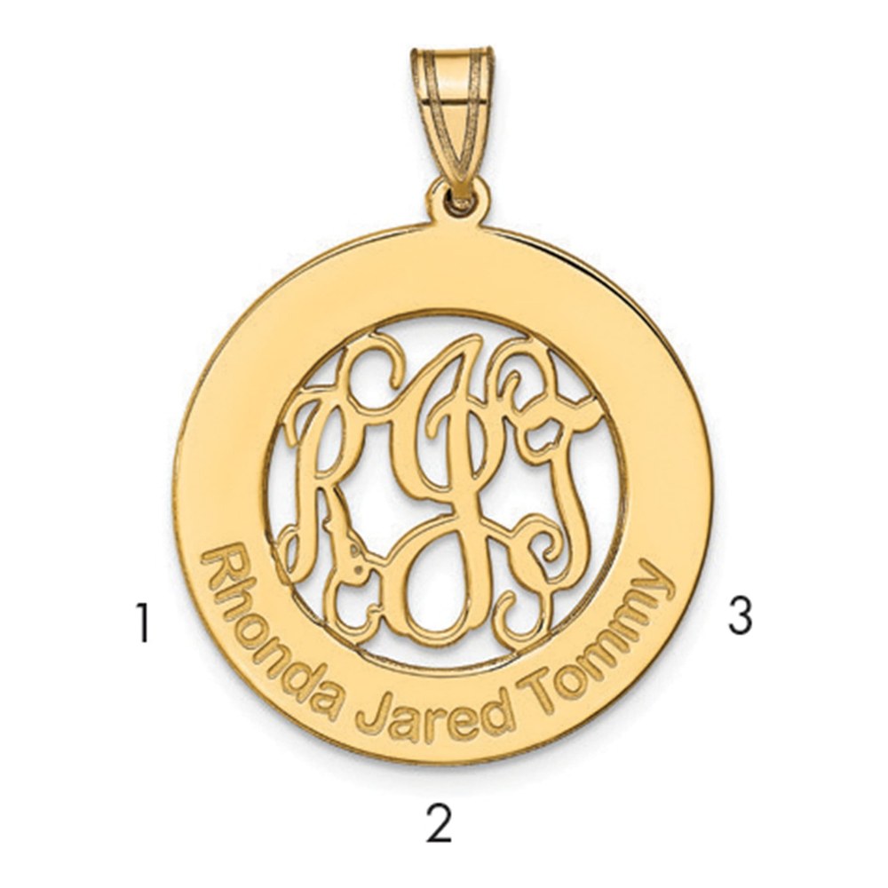 14K Yellow Gold Round Family Monogram Pendant