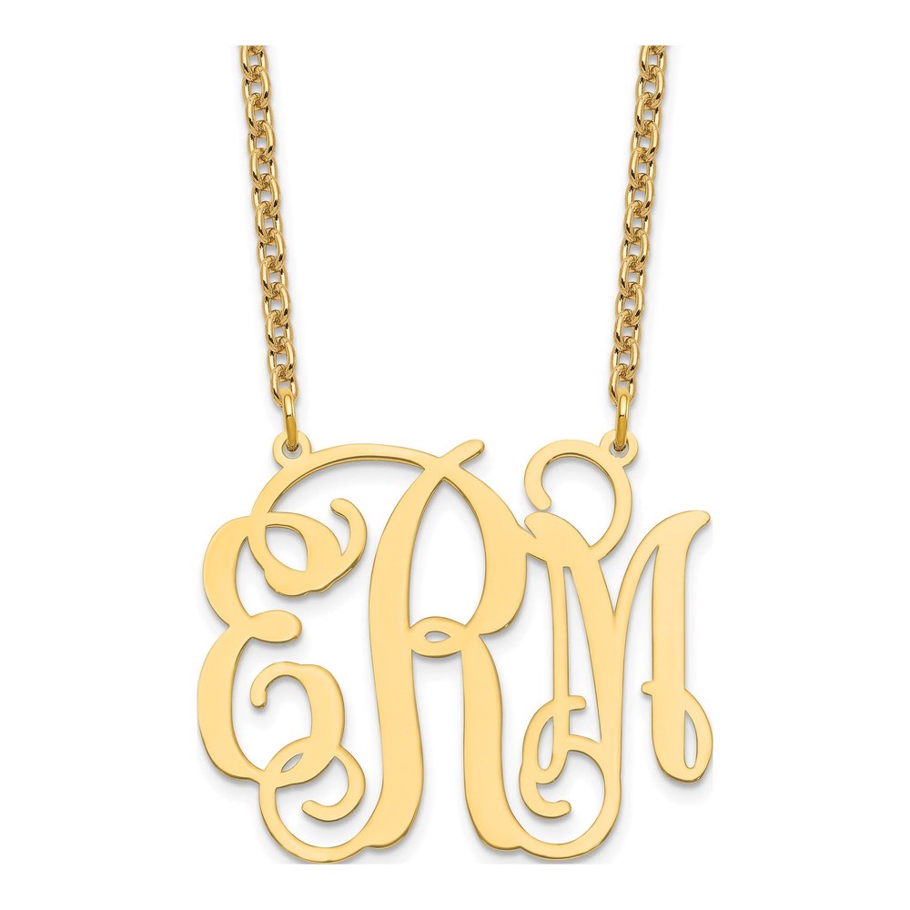Gold-Plated Sterling Silver Personalized Large Monogram Necklace