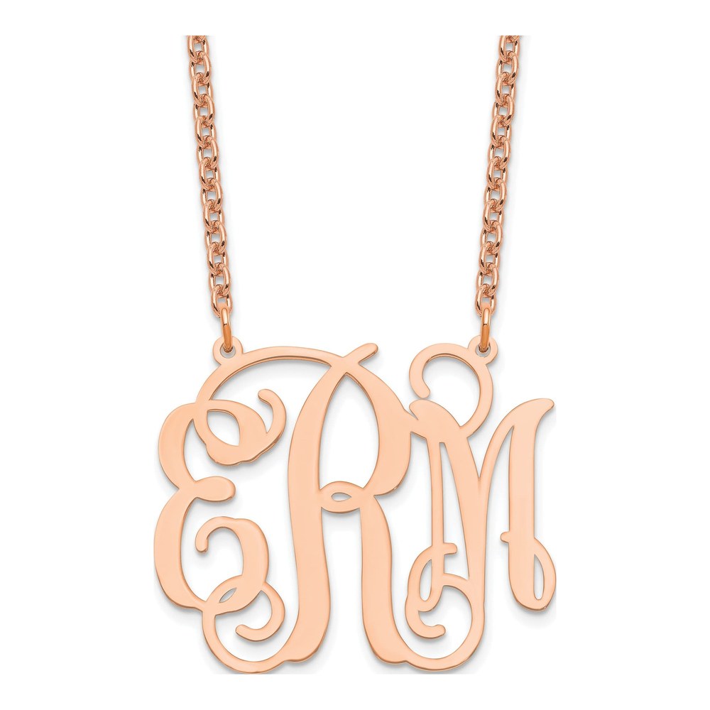 Rose Gold-Plated Sterling Silver Personalized Large Monogram Necklace