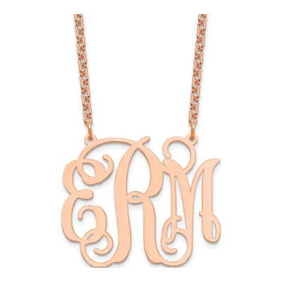Rose Gold-Plated Sterling Silver Personalized Large Monogram Necklace