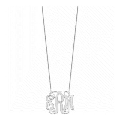 14K White Gold Large Monogram Necklace – view 2