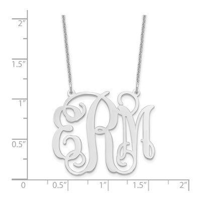 14K White Gold Large Monogram Necklace – view 3