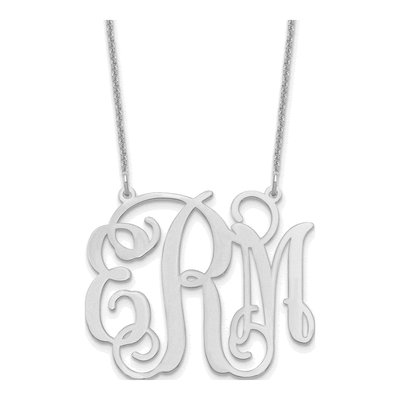 14K White Gold Large Monogram Necklace