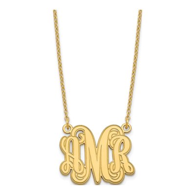 Gold-Plated Sterling Silver Personalized Monogram Necklace