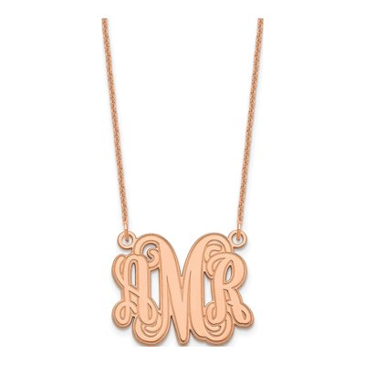 14K Rose Gold Etched Monogram Necklace