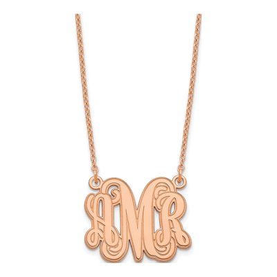 Rose Gold-Plated Sterling Silver Personalized Monogram Necklace