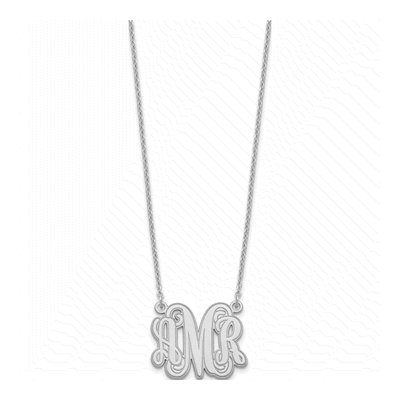 Sterling Silver Etched Monogram Necklace – view 2