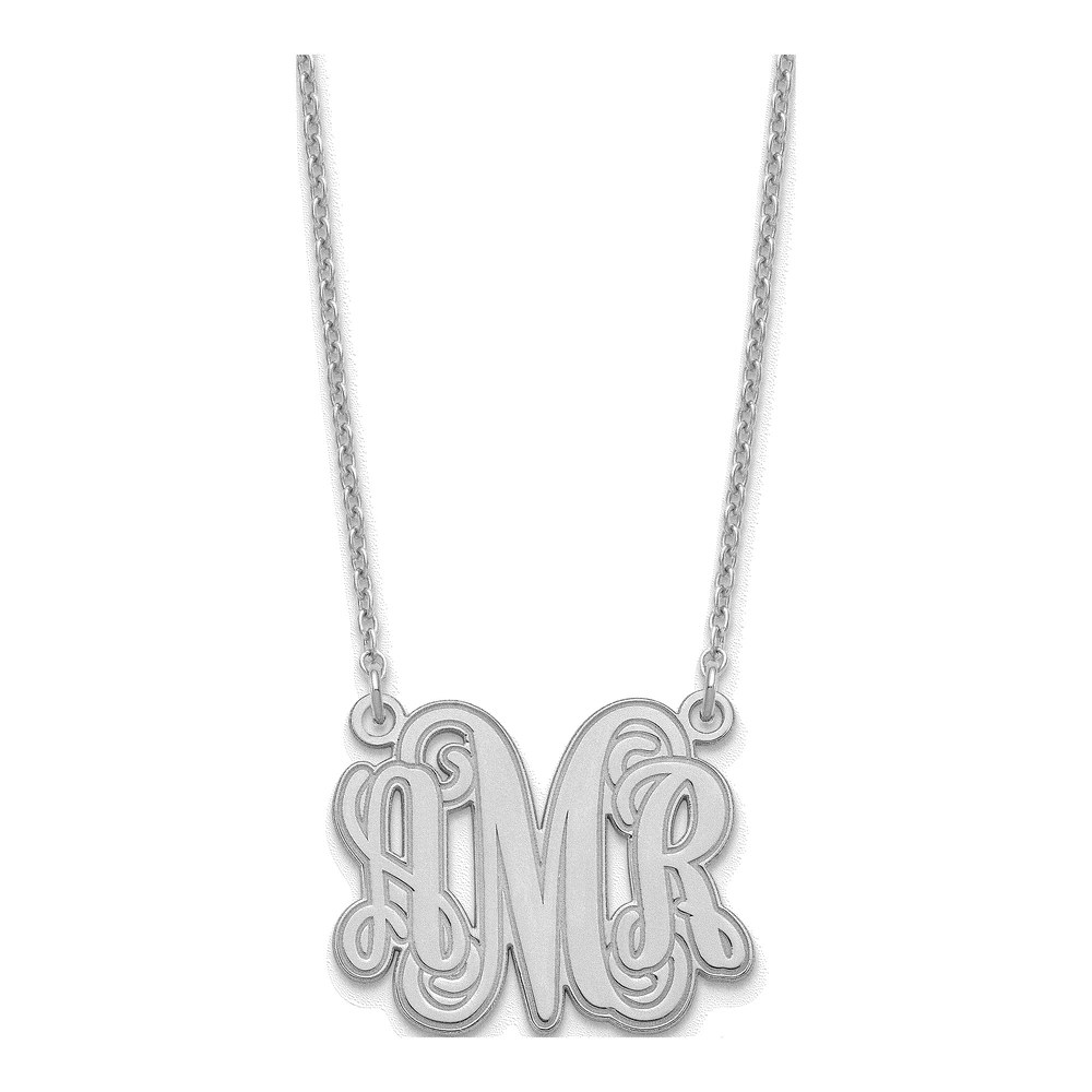 Sterling Silver Etched Monogram Necklace, 18"