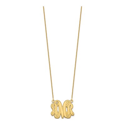 14K Yellow Gold Etched Monogram Necklace – view 2