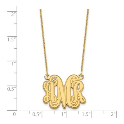 14K Yellow Gold Etched Monogram Necklace – view 3