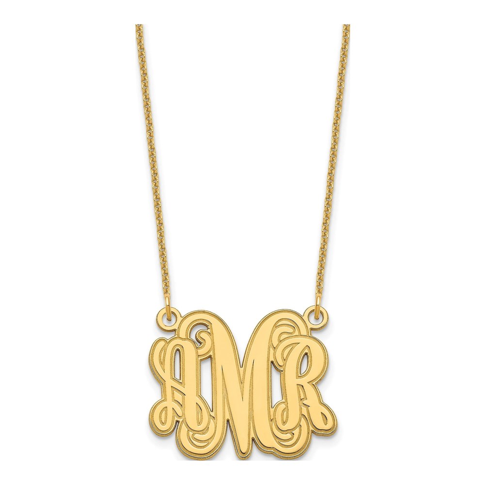 14K Yellow Gold Etched Monogram Necklace
