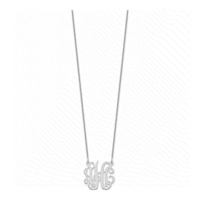 14K White Gold Small Monogram Necklace – view 2