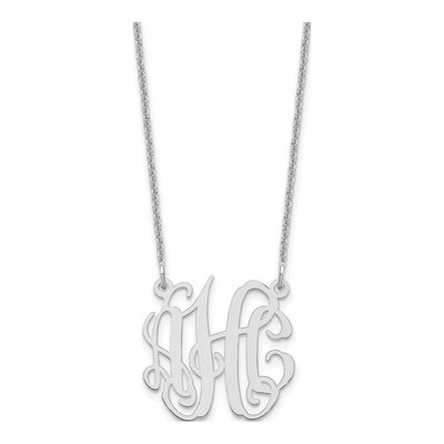 14K White Gold Small Monogram Necklace