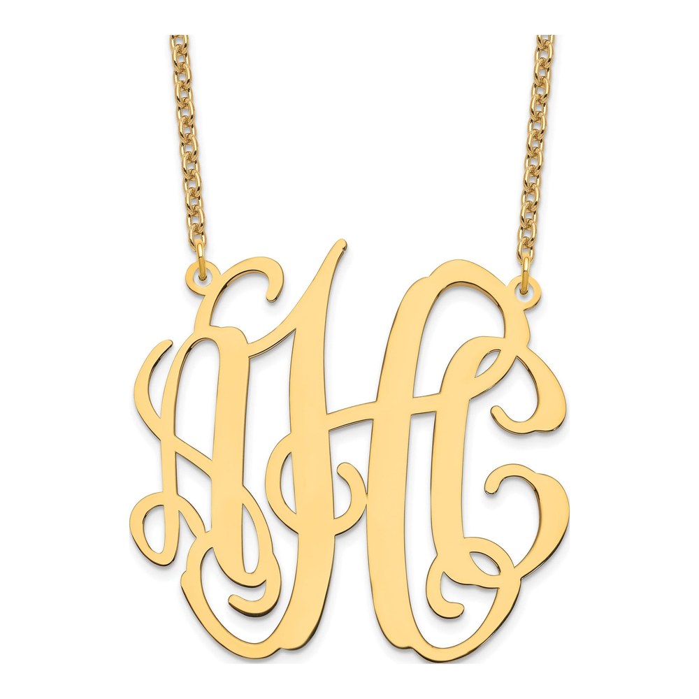 Gold-Plated Sterling Silver Personalized Large Monogram Necklace