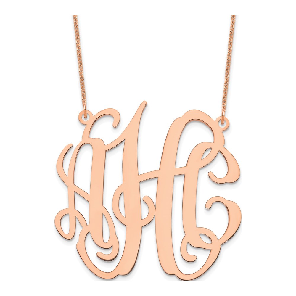14K Rose Gold Large Monogram Necklace