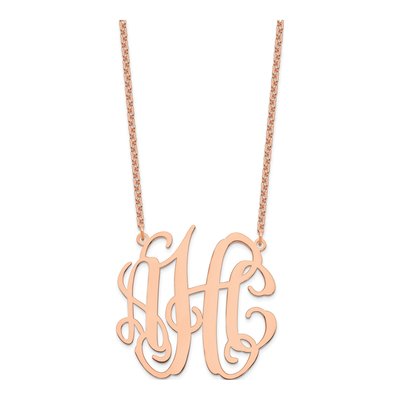 Rose Gold-Plated Sterling Silver Personalized Large Monogram Necklace – view 2