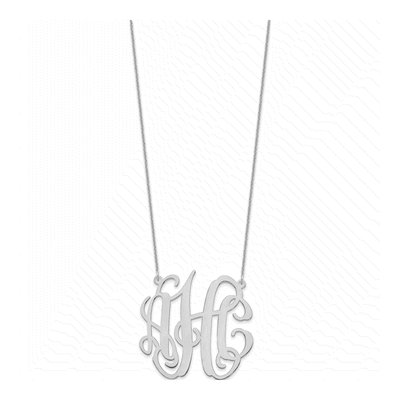 14K White Gold Large Monogram Necklace – view 2