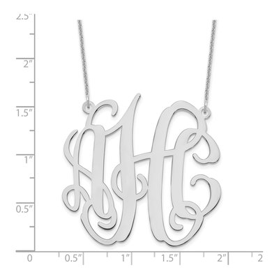 14K White Gold Large Monogram Necklace – view 3